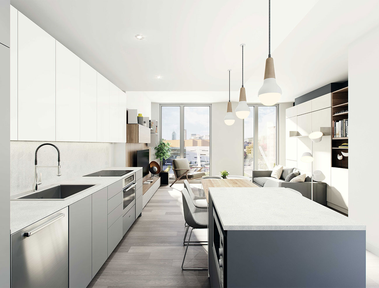 Bright-kitchen new-condo downtown montreal